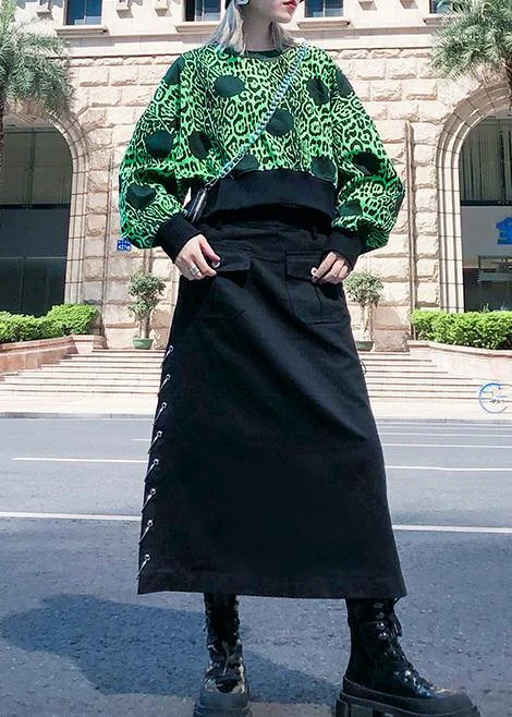 Italian black cotton Tunics Button pockets skirt tiered skirt playful