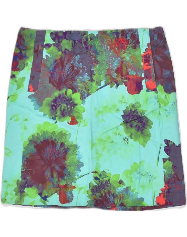 J. CREW Womens Mini Skirt US 0 XS W28  Green Floral Cotton casual skirt length