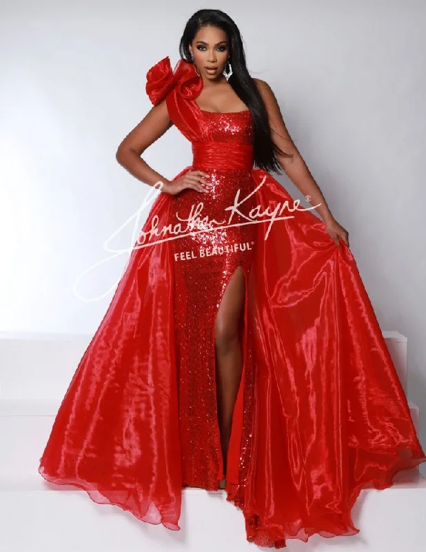 Johnathan Kayne Overskirt 2 One Shoulder Ruffle Pageant Overskirt Organza Formal Accessory button skirt front Johnathan Kayne Overskirt 2 One Shoulder Ruffle Pageant Overskirt Organza Formal Accessory button skirt front