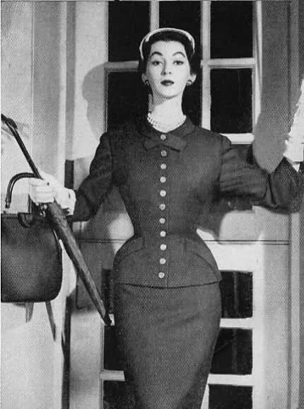 Judy - 1940s vintage suit pencil skirt buttons front cashmere skirt plush