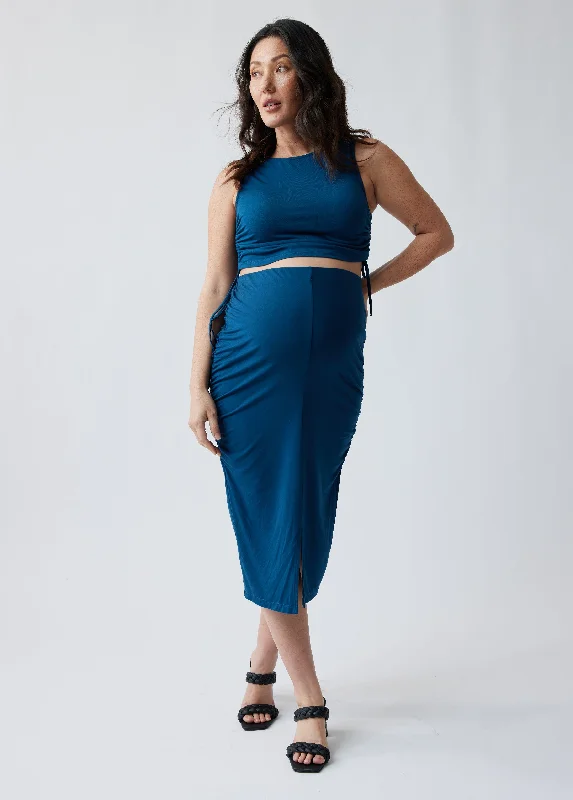Side Ruched Maternity Knit Skirt mini skirt trendy