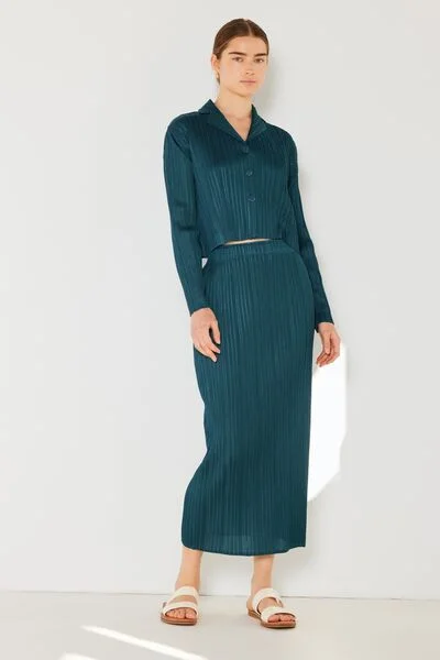 Marina West Swim Pleated Midi Pencil Skirt lace skirt romantic