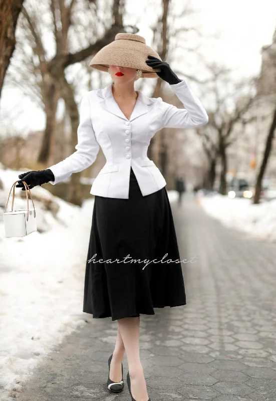 Marion - vintage 1950s suit with swing skirt silk skirt smooth