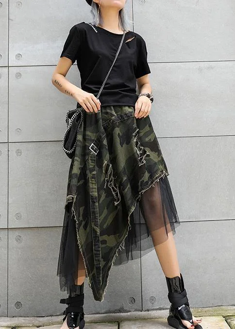 Mid-length skirt summer camouflage leopard large size female irregular skirt velvet skirt luxury