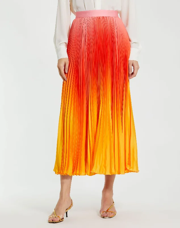 Pleated Charmeuse Ombre Maxi Skirt - FINAL SALE chiffon skirt delicate