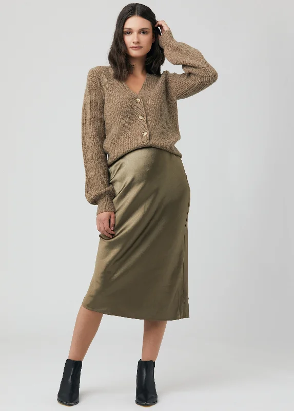 Ripe Maternity Lexie Satin Maternity Midi Skirt denim skirt durable