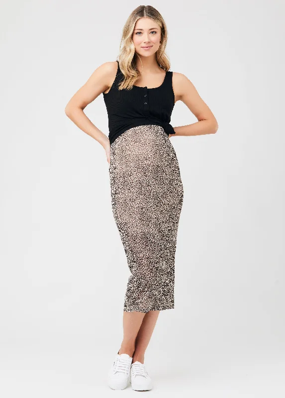 Ripe Maternity Leopard Mesh Midi Skirt lace skirt delicate