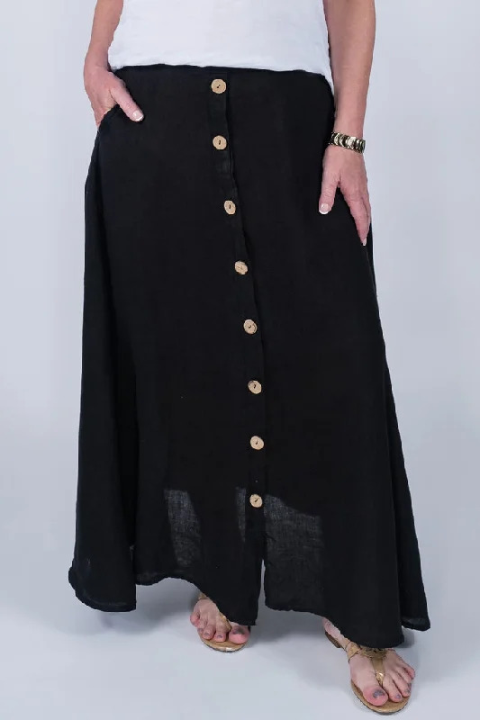 Rosalyn Linen Button Flair Skirt (SL108) leather skirt bold
