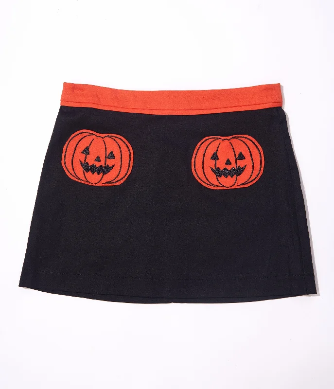Smak Parlour Kids Black Pumpkin Patch Pocket Skirt leather skirt modern