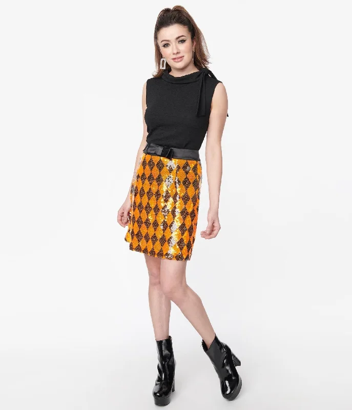 Smak Parlour Orange Sequin Mod Skirt silk skirt luxurious