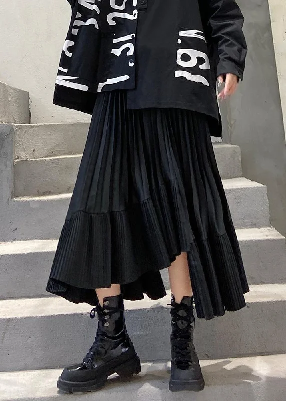 spring women casual high waist asymmetric hem skirts a-line skirt cut
