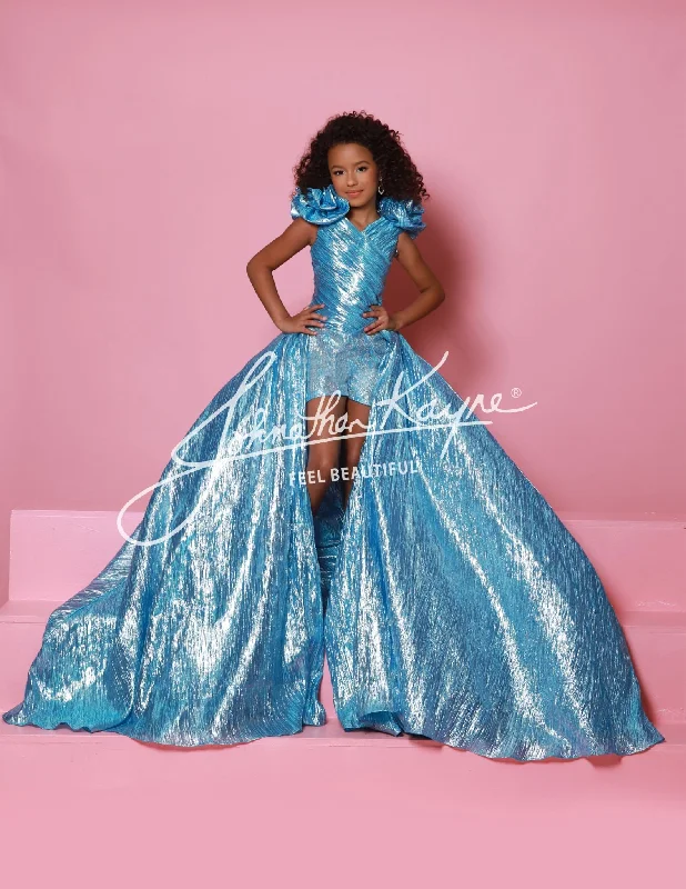 Sugar Kayne C364 Size 2,6,8 Aqua Girls Pageant Crystal Romper Metallic Ruffle Shoulders Overskirt Formal asymmetrical skirt cut Sugar Kayne C364 Size 2,6,8 Aqua Girls Pageant Crystal Romper Metallic Ruffle Shoulders Overskirt Formal asymmetrical skirt cut