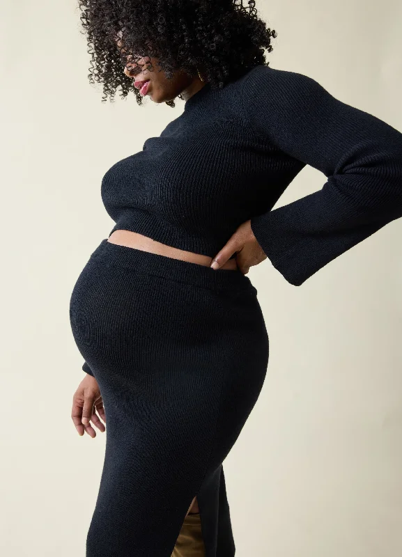 The Mix + Mingle Black Maternity Midi Skirt Set midi skirt versatile
