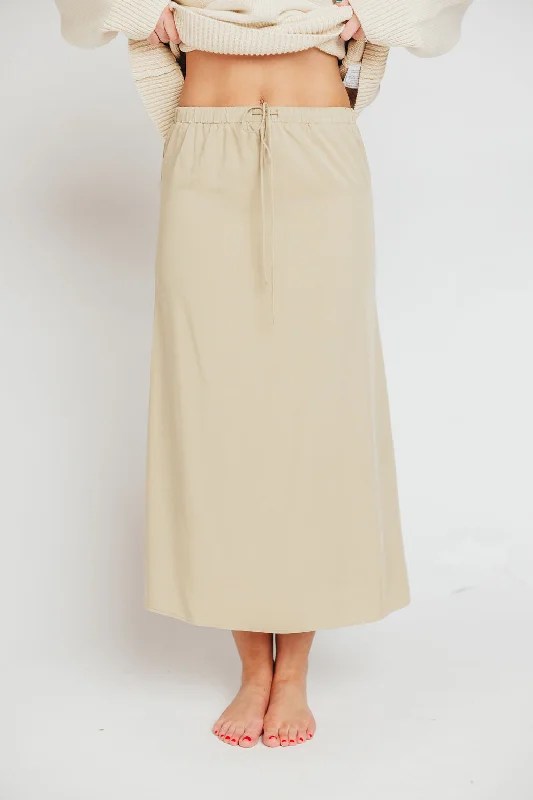 The Talia Maxi Skirt in Khaki denim skirt casual