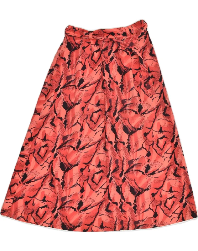 VINTAGE Womens A-Line Skirt W25 XS Red Floral a-line skirt cut