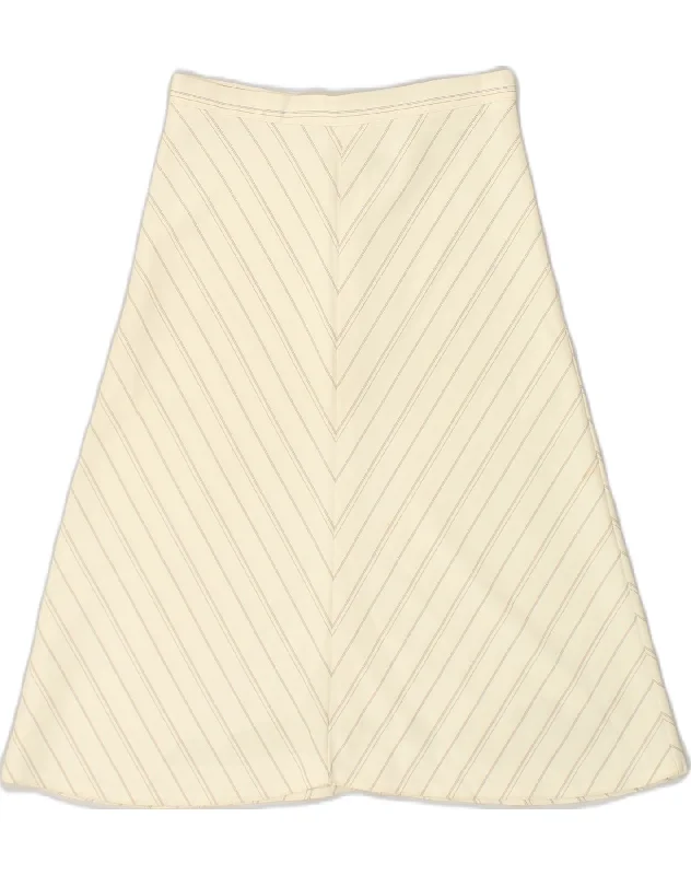 VINTAGE Womens A-Line Skirt W26 Small Beige Striped spandex blend skirt