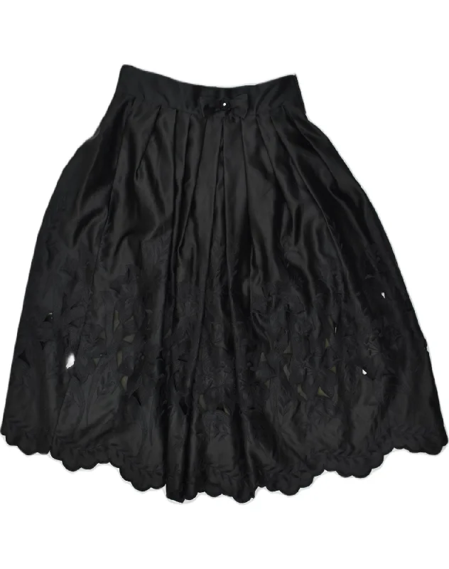 VINTAGE Womens Circle Skirt W30 Medium Black Polyester lace skirt delicate