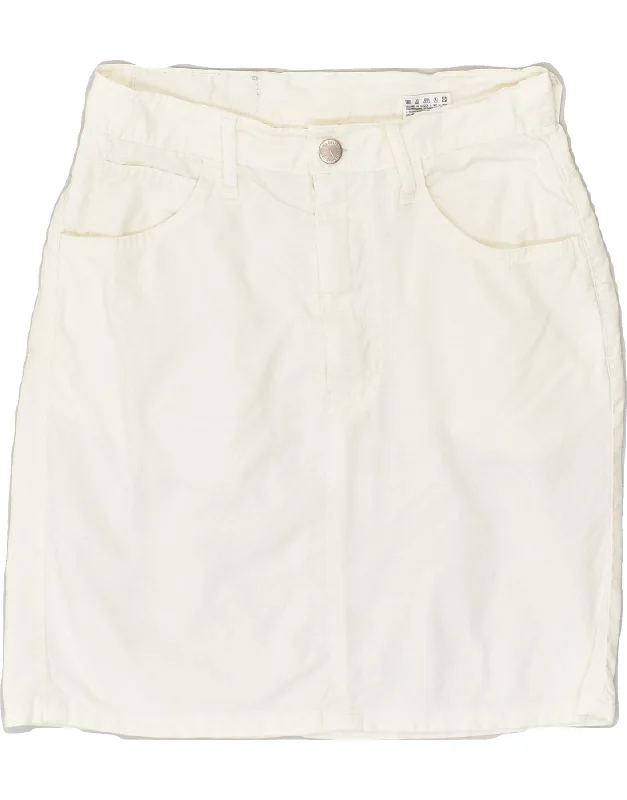 AMERICANINO Womens Denim Skirt W27 Small White Cotton silk skirt luxurious