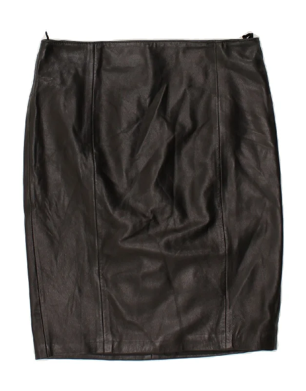 NUOVA CITTA Womens High Waist Leather Skirt IT 46 Large W28 Black Leather corduroy skirt cozy NUOVA CITTA Womens High Waist Leather Skirt IT 46 Large W28 Black Leather corduroy skirt cozy