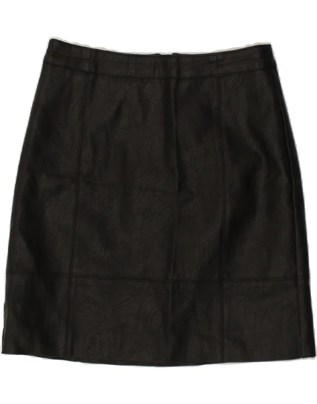 OASIS Womens Straight Skirt UK 12 Medium W30 Black Polyurethane wool skirt sturdy