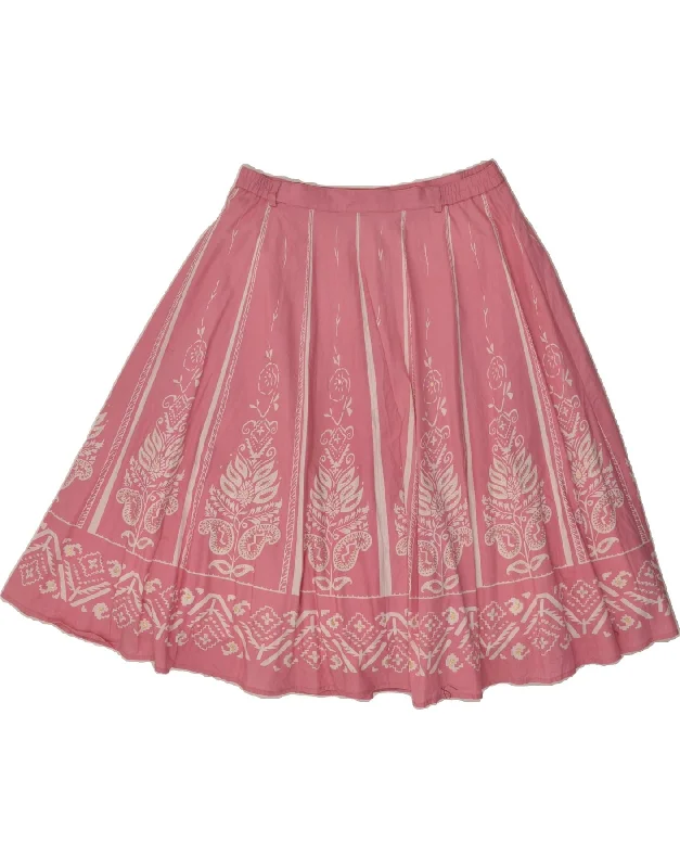 VINTAGE Womens A-Line Skirt UK 16 Large W32 Pink Paisley linen skirt breathable