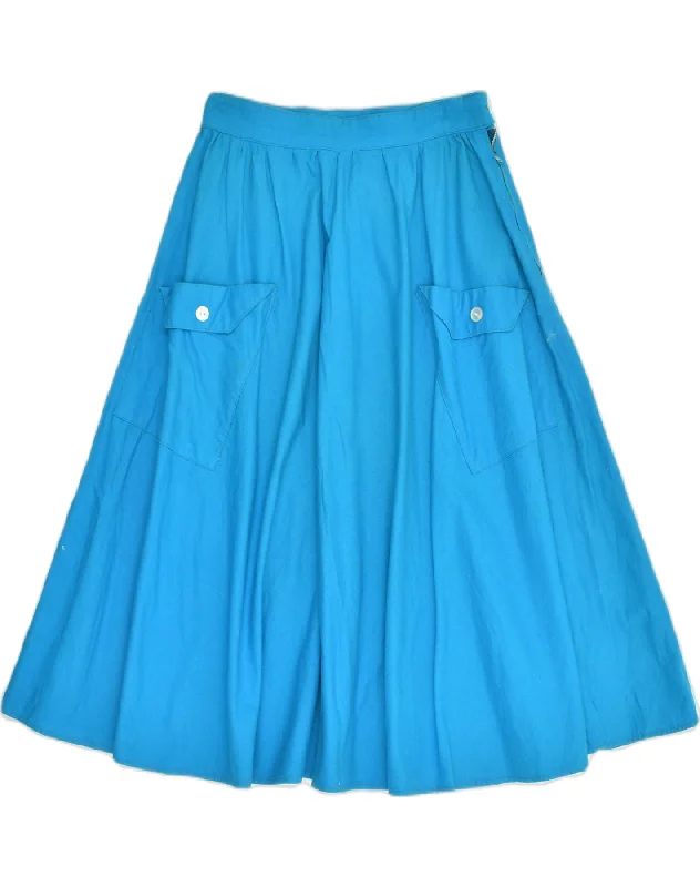 VINTAGE Womens Flared Skirt W26 Small Blue denim skirt stylish