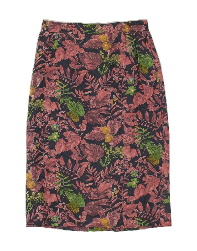 VINTAGE Womens Midi Skirt W28 Medium Multicoloured Floral Polyester lace skirt romantic VINTAGE Womens Midi Skirt W28 Medium Multicoloured Floral Polyester lace skirt romantic