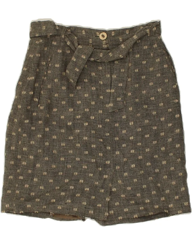 VINTAGE Womens Mini Skirt EU 38 Small W27 Brown Spotted Wool velvet skirt sumptuous