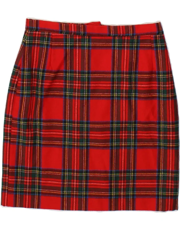 VINTAGE Womens Pencil Skirt W28 Medium  Red Plaid corduroy skirt durable