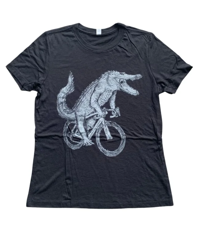 Alligator on A Bicycle Women's Shirt Modern Short Sleeve Top