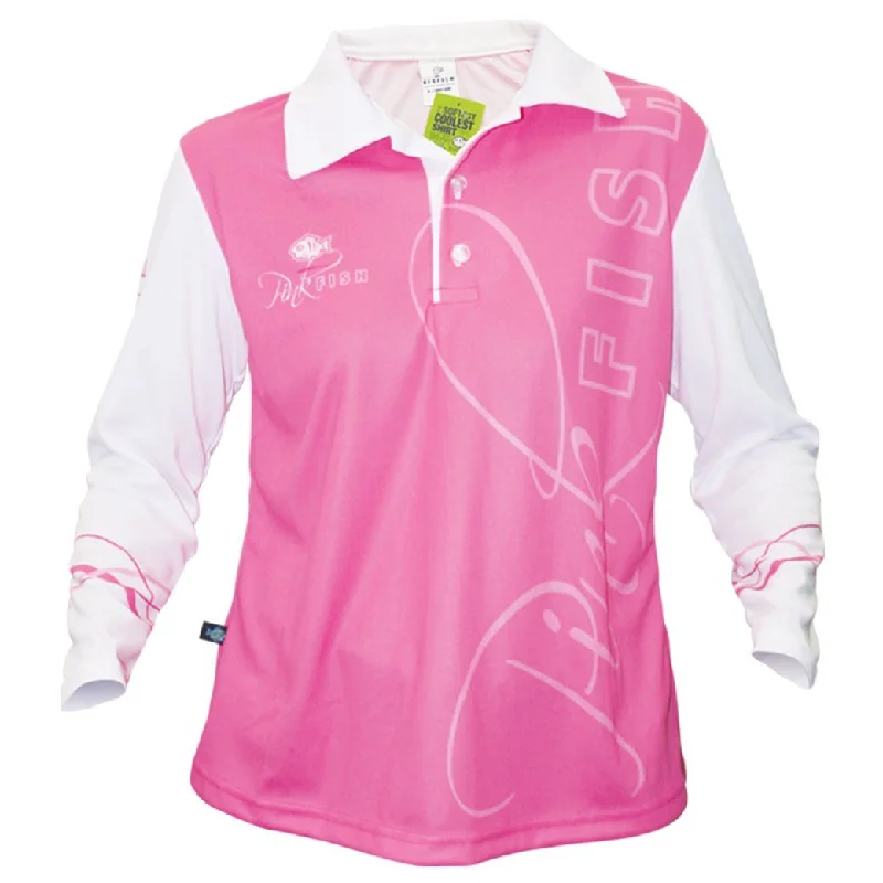 Bigfish Pinkfish Pink Ladies Adult Fishing Shirts Cozy Striped Short Sleeve