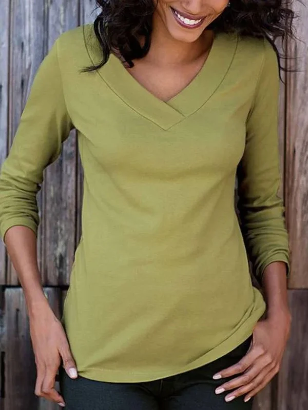 Casual V Neck Shirts & Tops Relaxed Short Sleeve Tee