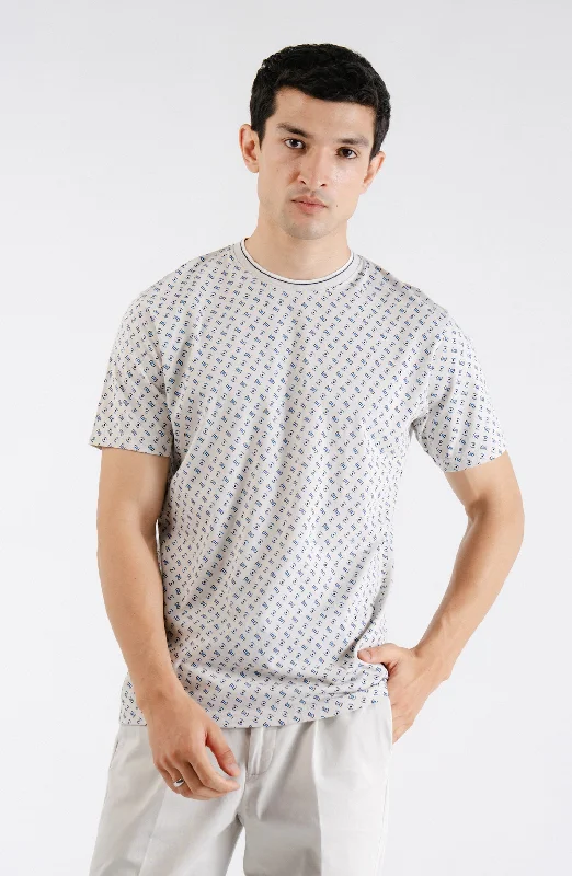 Sand All Over Printed Tee Shirt Comfortable Ribbed Short Sleeve