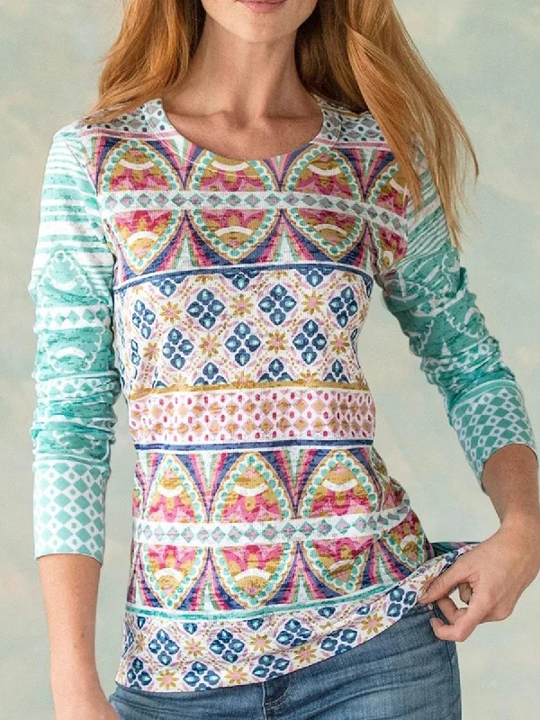 Crew Neck Printed Casual Shirts & Tops Modern Fit Short Sleeve