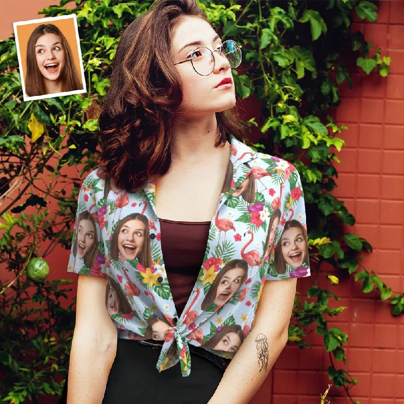 Personalised Hawaiian Shirt Flirty Flamingo Shirt For Women All Over Print Relaxed Fit Short Blouse Personalised Hawaiian Shirt Flirty Flamingo Shirt For Women All Over Print Relaxed Fit Short Blouse