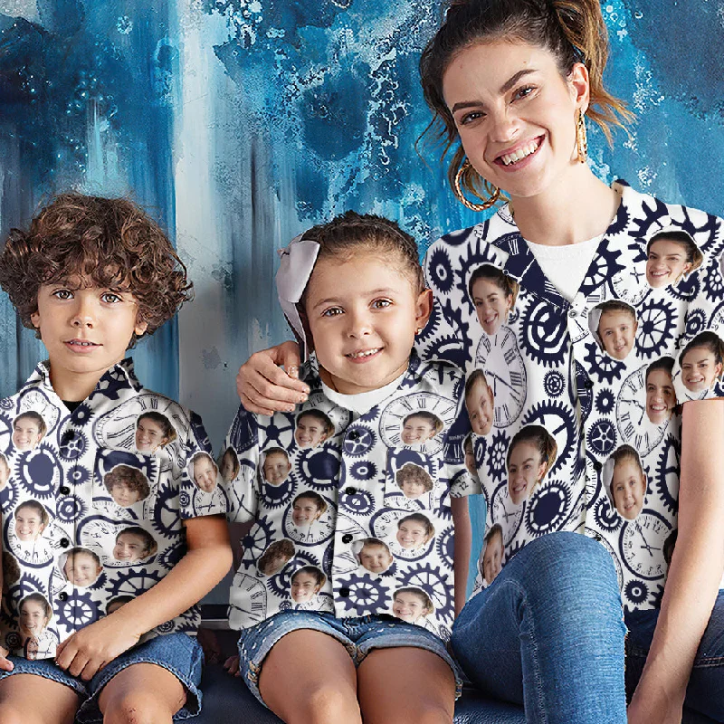 Mother's Day Gift Custom Face Shirt Clock Shirt Women's and Kids Hawaiian Shirts Short Sleeve Shirt Casual Slouchy Short Sleeve Mother's Day Gift Custom Face Shirt Clock Shirt Women's and Kids Hawaiian Shirts Short Sleeve Shirt Casual Slouchy Short Sleeve