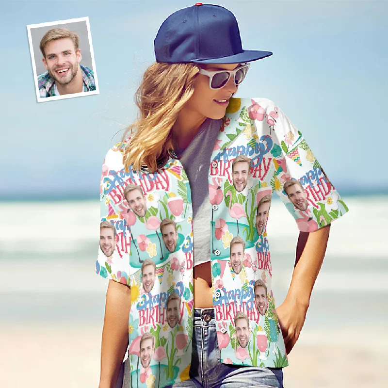 Custom Photo Hawaiian Shirt Beach Vacation Women's Popular All Over Print Hawaiian Beach Shirt Holiday Gift Happy Birthday Relaxed Fit Short Tunic Custom Photo Hawaiian Shirt Beach Vacation Women's Popular All Over Print Hawaiian Beach Shirt Holiday Gift Happy Birthday Relaxed Fit Short Tunic