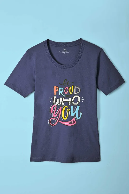 East West Women's Be Proud Of Who You Are Printed Short Sleeve Tee Shirt Soft Cotton Short Shirt East West Women's Be Proud Of Who You Are Printed Short Sleeve Tee Shirt Soft Cotton Short Shirt