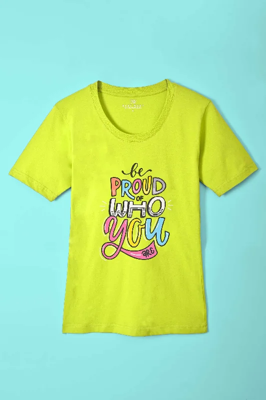 East West Women's Be Proud Of Who You Are Printed Short Sleeve Tee Shirt Trendy Print Short Sleeve East West Women's Be Proud Of Who You Are Printed Short Sleeve Tee Shirt Trendy Print Short Sleeve