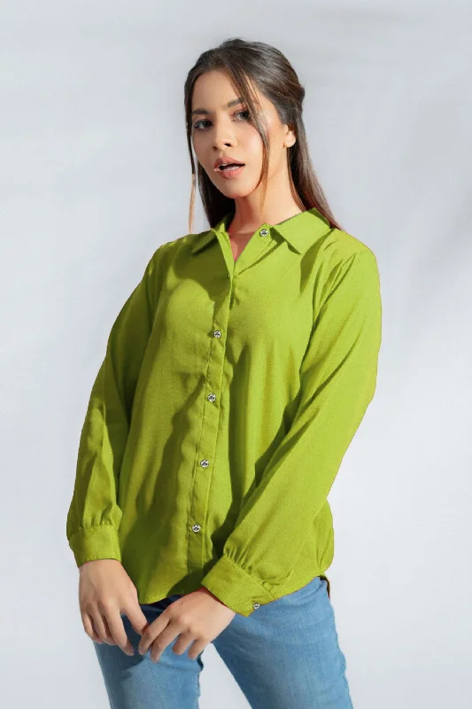 East West Women's Button Down Shirt Relaxed Cotton Short Blouse