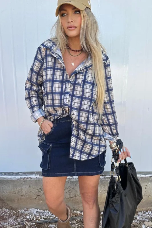 EE west shirt blue Elegant Silk Short Shirt