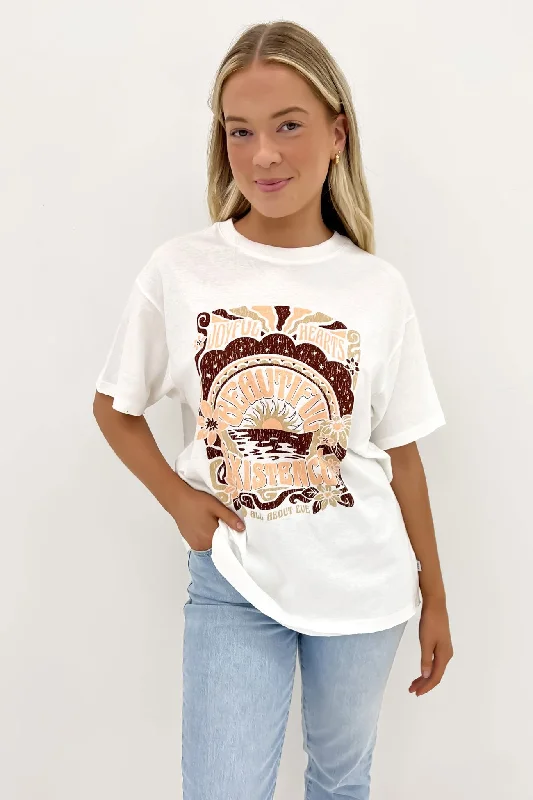 Existence Tee Vintage White Seamless Knitted Crochet