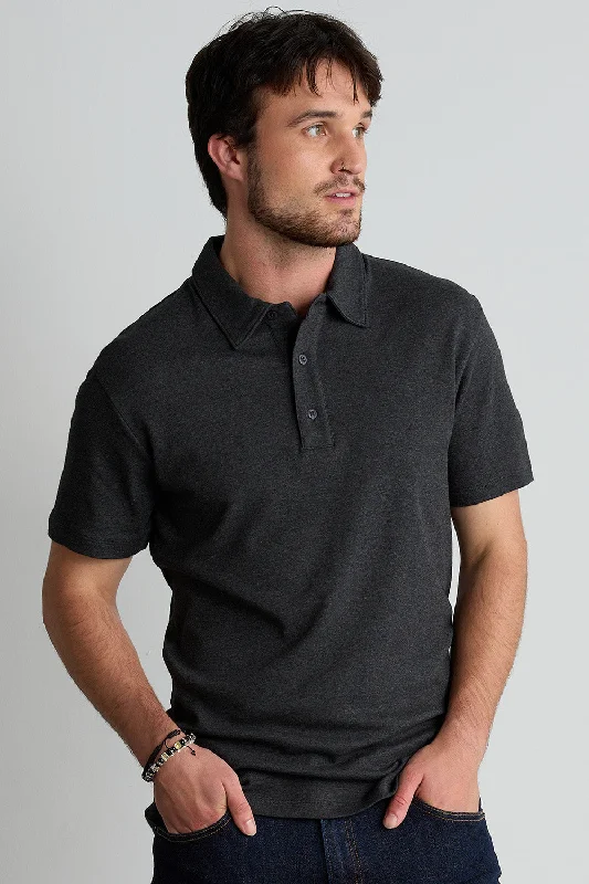 Men's 100% Organic Cotton Polo Shirt Fashionable Button-Front Short Sleeve