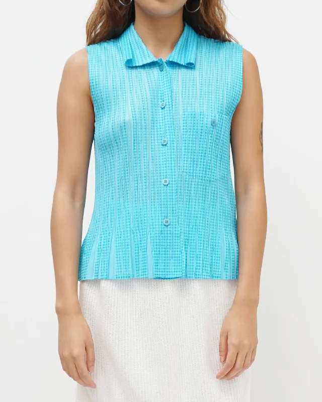 Pleats Please N/S Button-up Shirt Cozy Printed Short Shirt