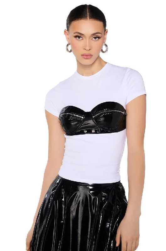 LATEX BODY SHORT SLEEVE TSHIRT Elegant Lace Short Sleeve