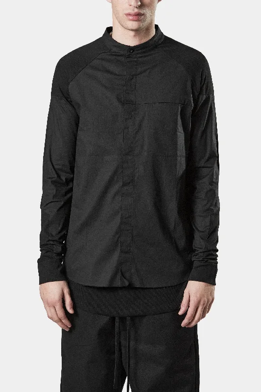 Mandarin collar contrast shirt Relaxed Fit Short Blouse