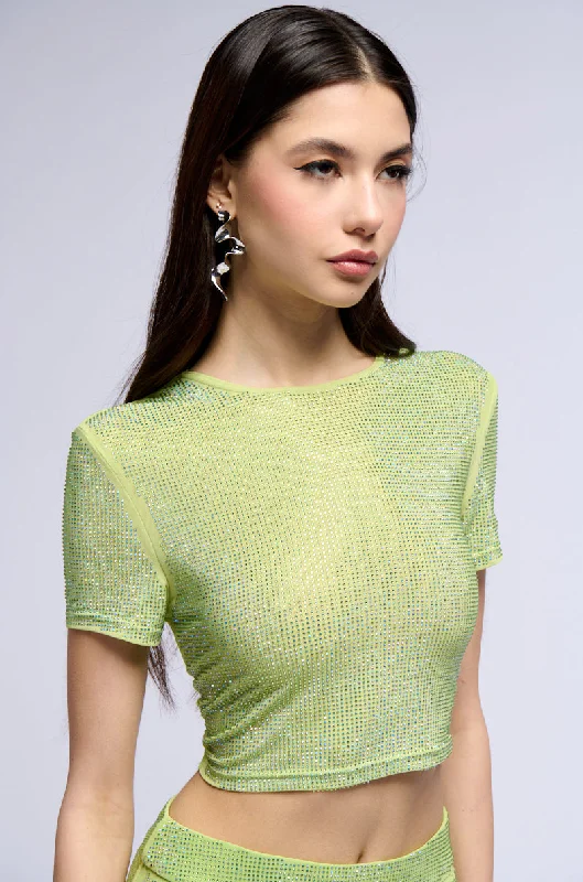 MAXIMUM SHIMMER RHINESTONE TSHIRT Comfortable Peplum Short Shirt