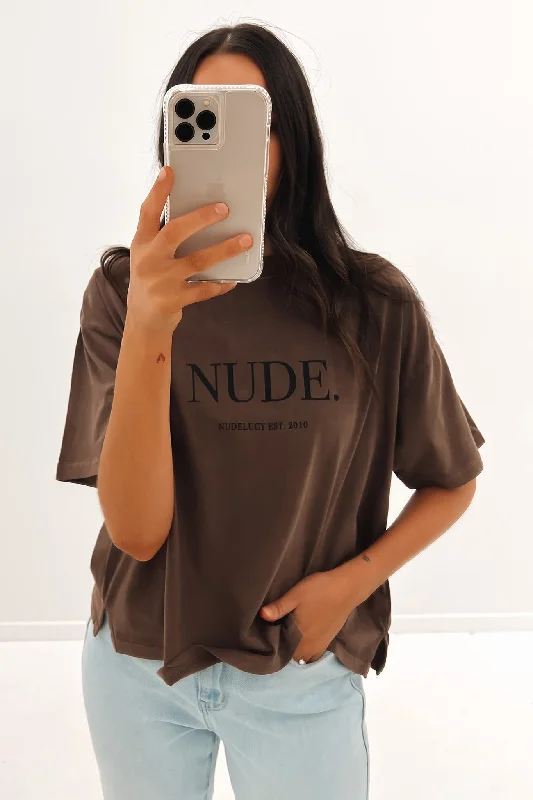 Nude. Washed Tee Cola Fashionable Trendy Casual