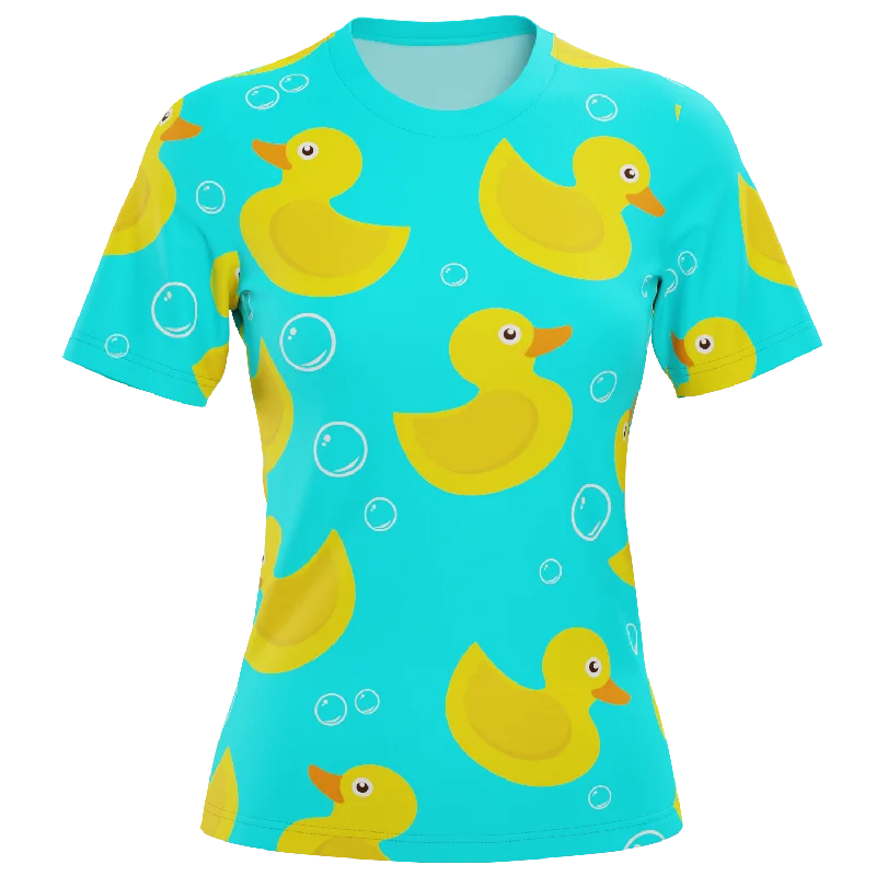 Women's Rubber Duck Short Sleeve Running Shirt Trendy Ruffled Short Sleeve