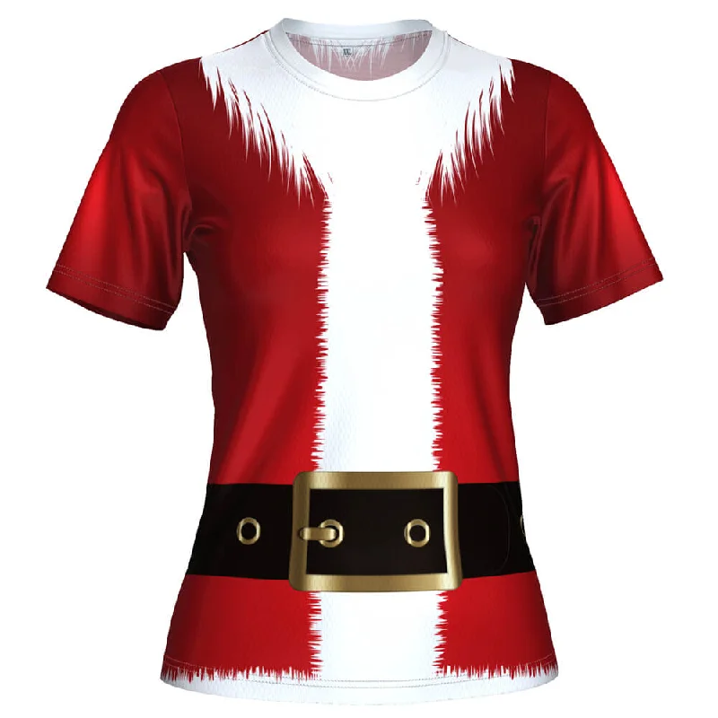 Women's Santa Claus Christmas Suit Short Sleeve Running Shirt Stylish Striped Short Sleeve Women's Santa Claus Christmas Suit Short Sleeve Running Shirt Stylish Striped Short Sleeve